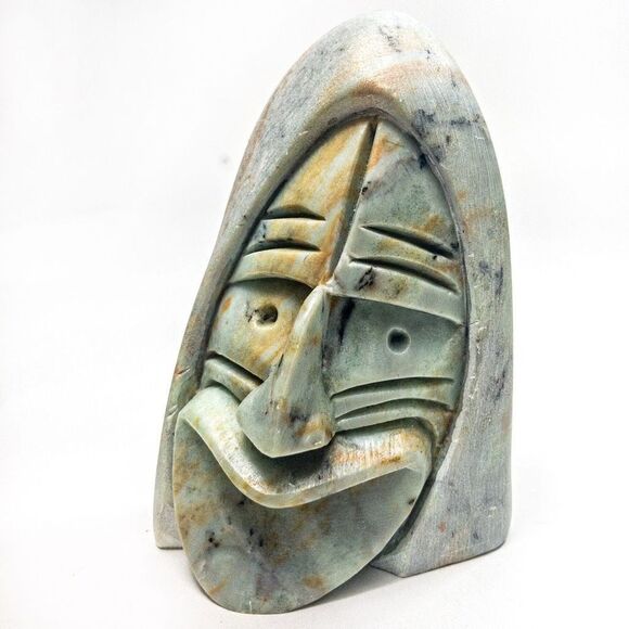 *Rare* Six Nations Iroquois False Faces SIGNED Soapstone Sculpture - Picture 5 of 13